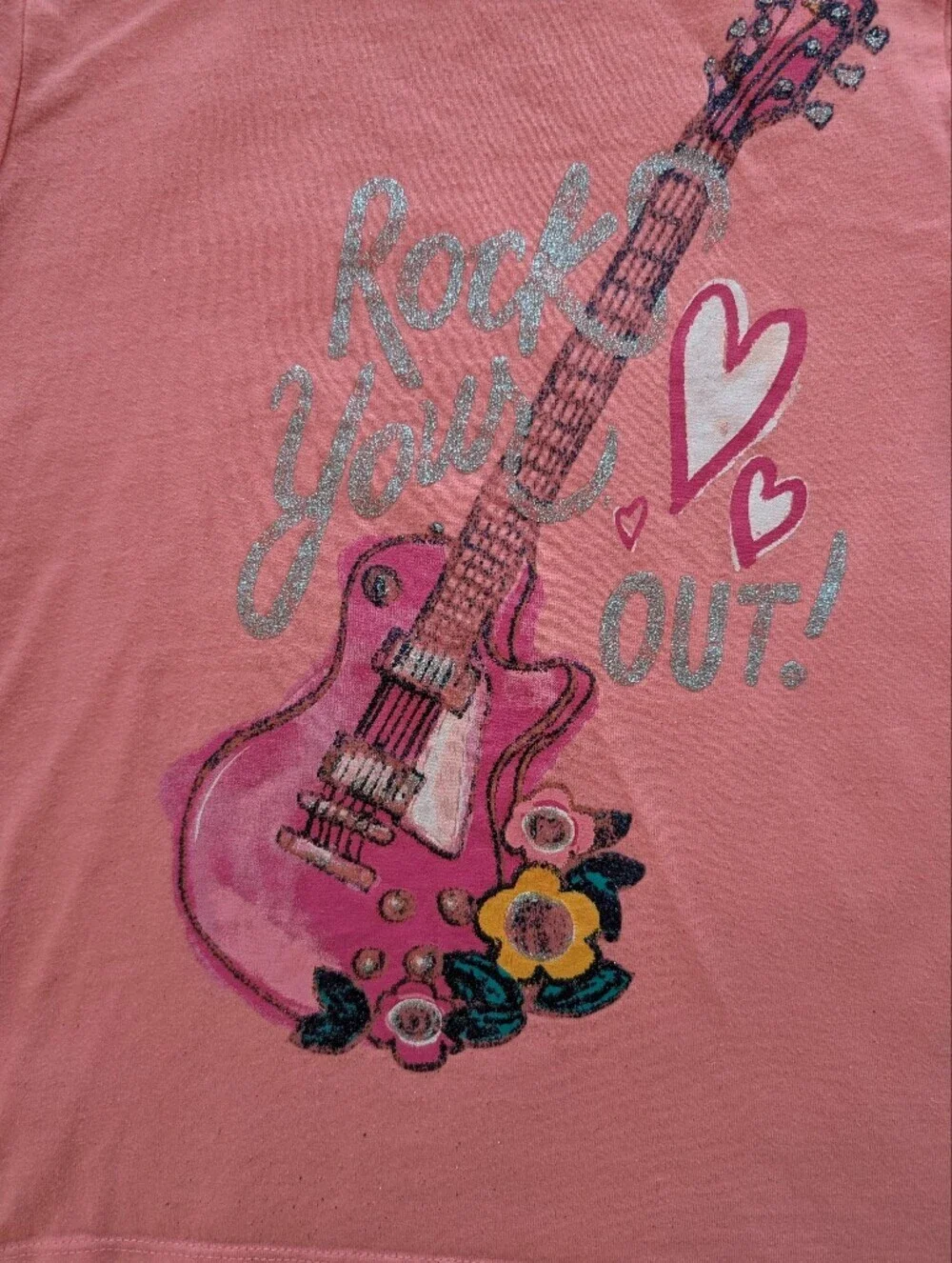 Gymboree Girls' Coral'Rock Your Heart Out' Graphic Tee Cotton Size S (5-6)